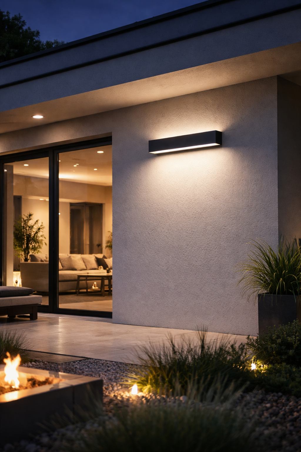 Modern Linear Outdoor LED Wall Sconce – Waterproof Architectural Strip Light for Exterior Walls (Warm/Cool White)