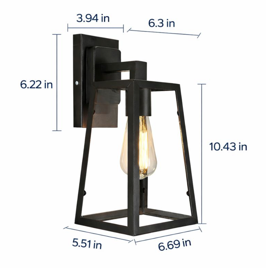 Retro Loft Outdoor Wall Lantern – Matte Black Porch Sconce